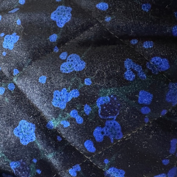 FRNCH Paris Luisa Blue Velvet Quilted Bomber Jacket Size M - Picture 7 of 11